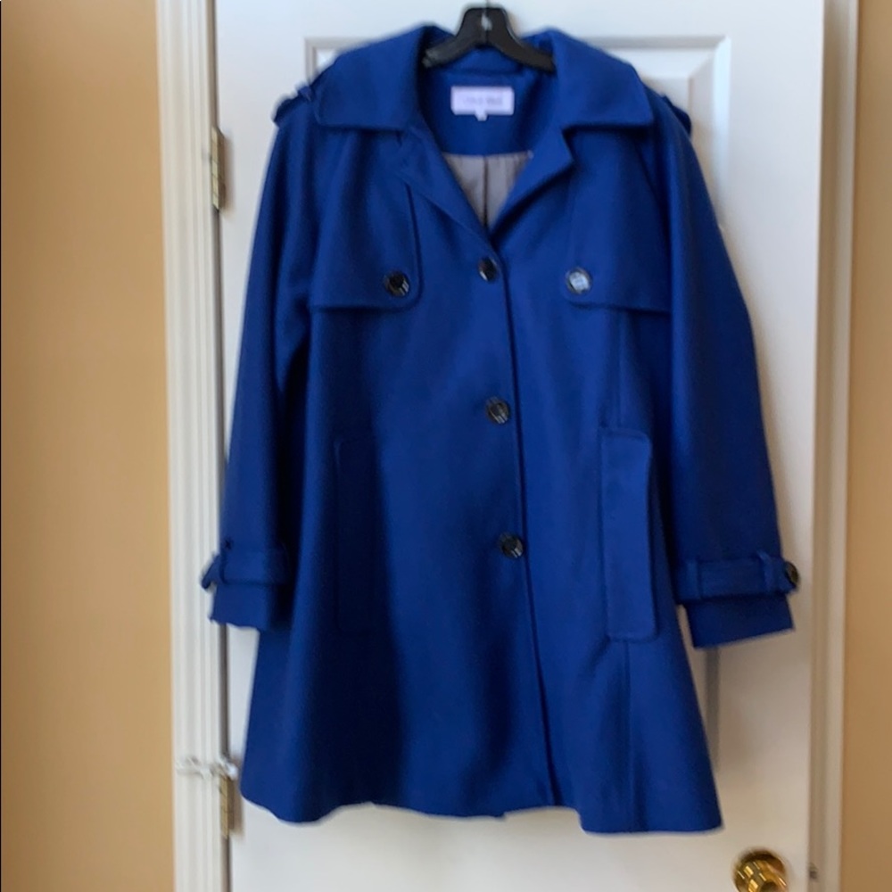 Calvin Klein Wool Blend Blue Cobalt Coat Size 8